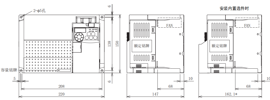 FR-E740-5.5K、7.5K-CHT尺寸圖